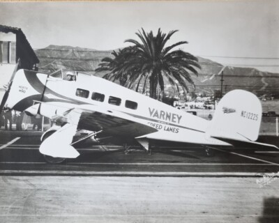 GROSSES ORIGINAL 30er JAHRE PRESSEFOTO LOCKHEED ORION VARNEY SPEED LANES 23x18cm
