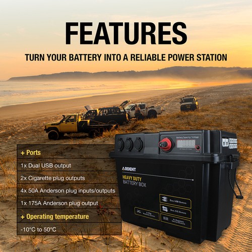 120AH 12V Deep Cycle AGM Battery Box Kit 12 Volt Power Kit for Camping - Picture 3 of 7