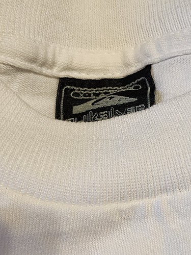Camicia d'imbarco VINTAGE Quicksilver Uomo XL Bianca USA 90 Palme Albere Grande Logo NUOVA - Foto 3 di 3