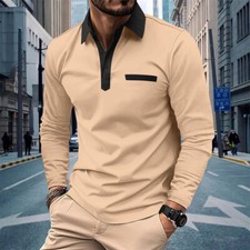 Men's Long Sleeve Slim Fit Polo Shirts Casual Athletic Shirt Sweatshirt