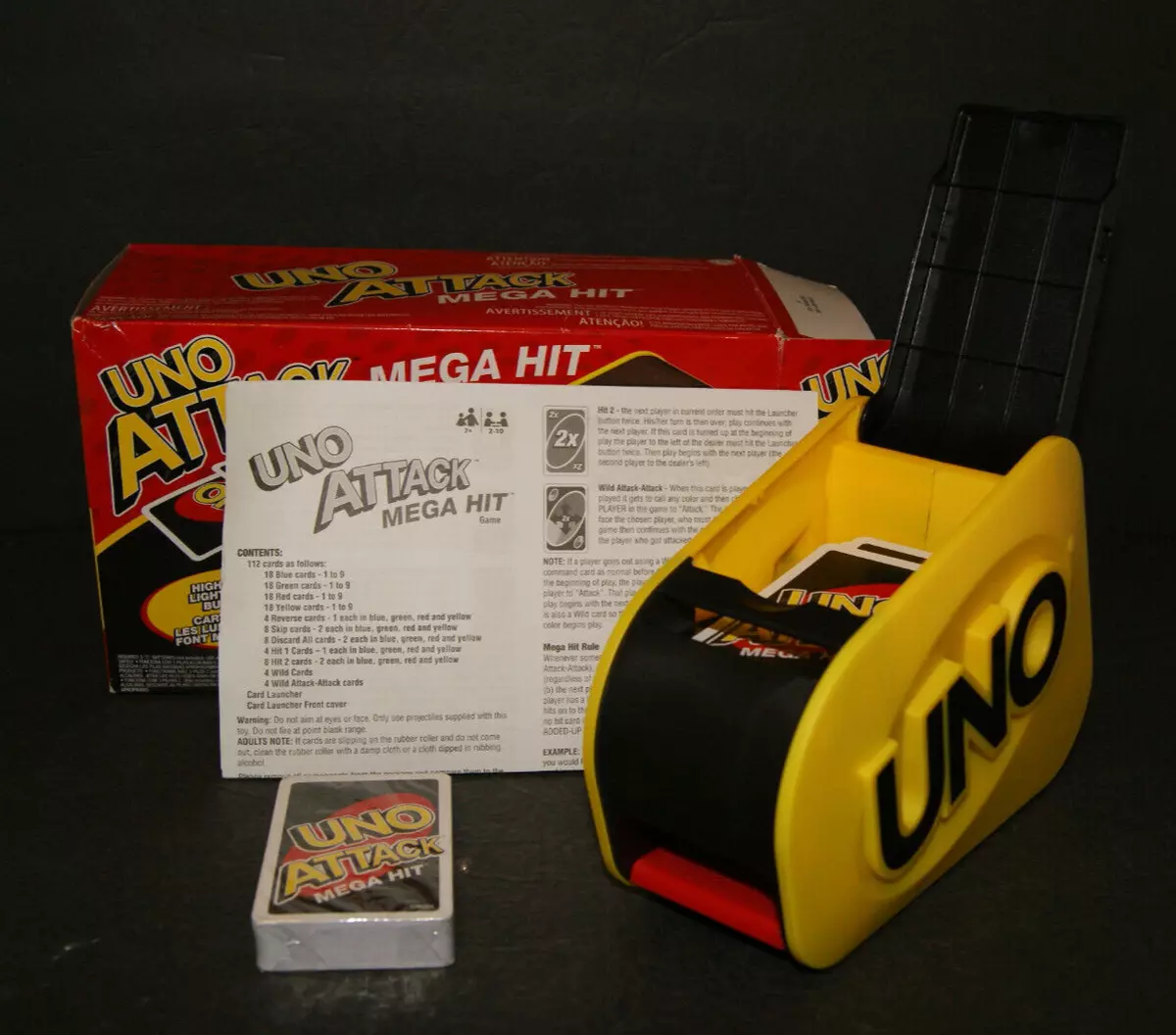 Uno Attack Mega Hit Jogo Lançador De Cartas Maquina Mattel