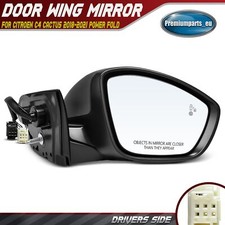 Electric Wing Mirror Drivers Side for Citroen C4 Cactus 2018-2021 Power Fold