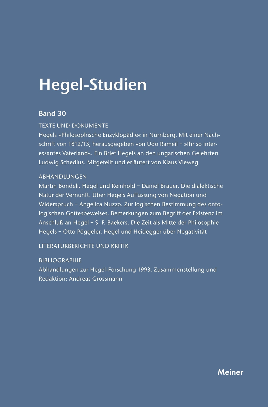 Hegel-studien / Hegel-studien Band 30 (1995) | Buch | 9783787314942