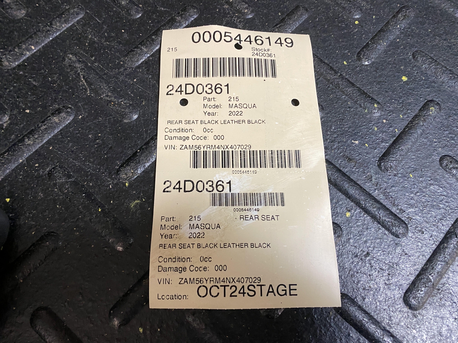2022 MASERATI QUATTROPORT REAR SEAT BLACK LEATHER INTERIOR 1NE RED STITCHING