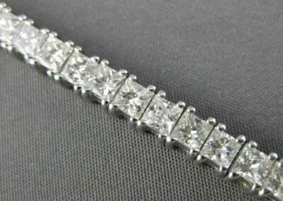 ESTATE WIDE DIAMOND 14KT WHITE GOLD CLASSIC PRINCESS CUT TENNIS  BRACELET