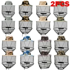 2Pcs Mosquito Head Net Hat with Hidden Mesh Protect Bugs Bees for Hiking Fishing