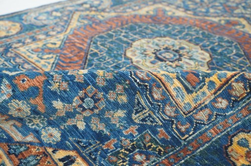 3 x 4 ft Blue Mamluk Afghan Hand Knotted Wool Medallion Small Area Rug - Picture 11 of 16