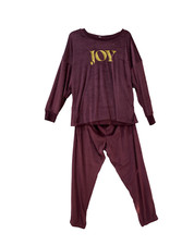 Joyspun Pajamas Velour Christmas Women's 3 Pc Joy Purple  Sleep Mask L, XL