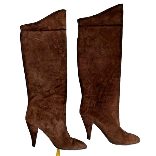 Gian Paolo Mattiozzi Knee High Boots Brown Suede Italian Leather Size 9M - Picture 6 of 6