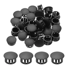 100Pcs 16mm Black Nylon Plastic Round Locking Hole Plugs Insert End Caps
