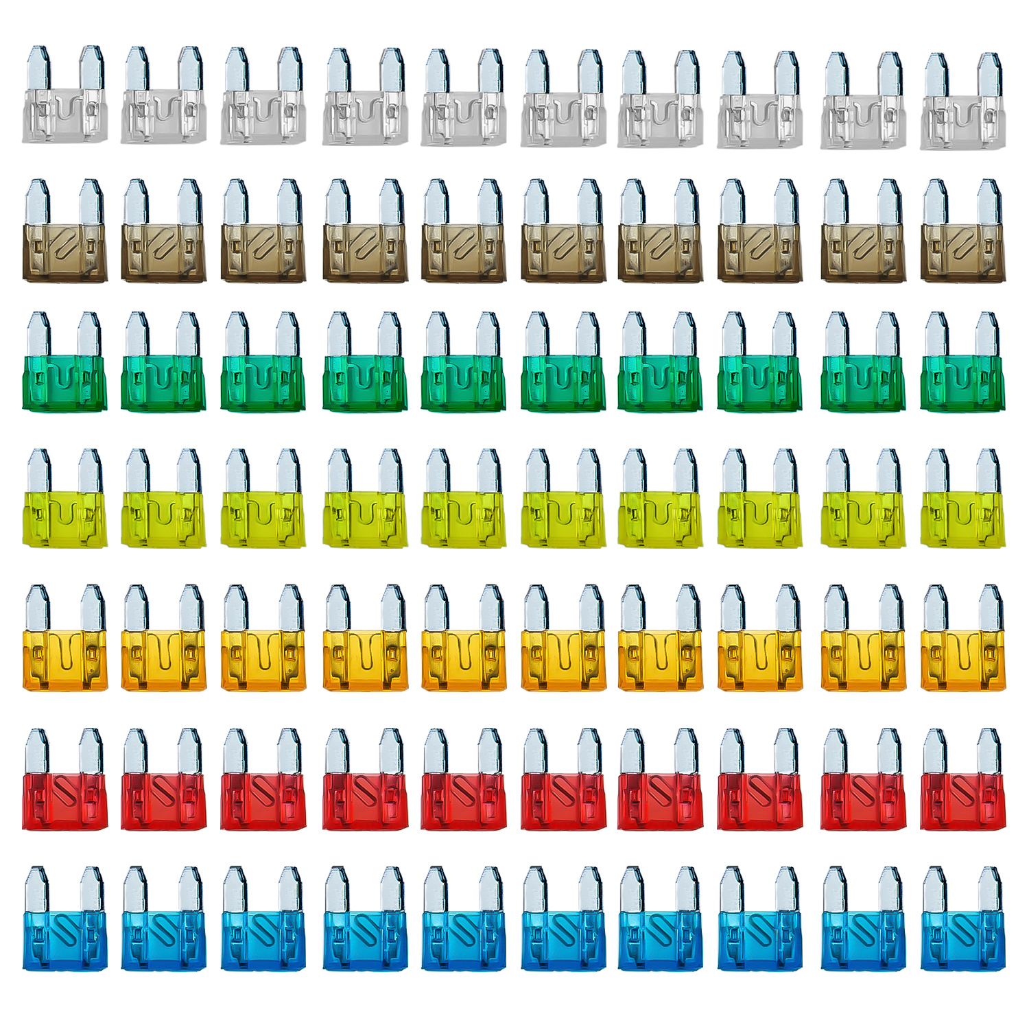 70x ATM Mini Blade Fuses Assortment Car Fuse Set Automotive Car Trucks Boats SUV
