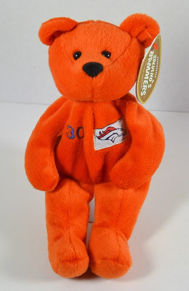 Denver Broncos Terrell Davis #30 Bean Bag Bear de Savino's Bammers 8" de alto  Foto 3 de 3