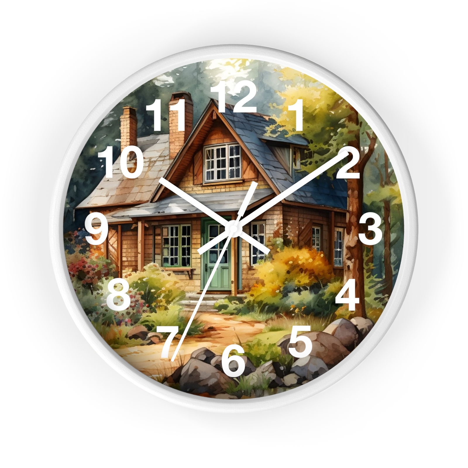 West Virginia Log Cabin Summer Art Wall Clock 3D Wood Frame Art Painting