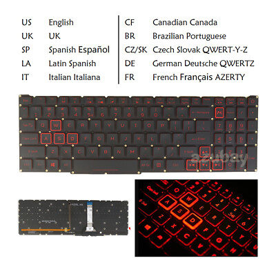 Laptop Keyboard For Acer Aspire Nitro AN515-55 AN517-52 AN515-44, Red Backlit