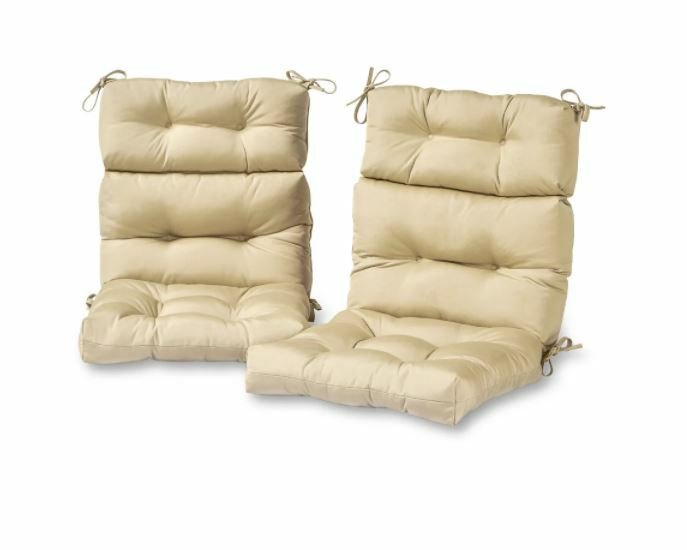 Beige Out Door High Back Patio Chair Deep Seat Cushions Pad Set of 2 Comfortable