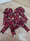 4x Large Fabric Decorative Bows Red & Black Handmade In India New