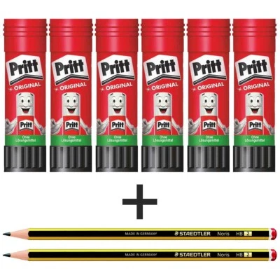 PRITT Klebestift 22g WA12 SPARPACK 6 Stück + 2 Bleistite GRATIS
