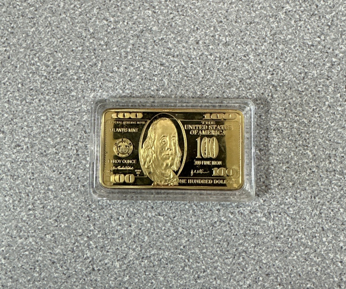 Atlantis mint 1 troy ounce USA $100.00 cased wafer bar .999 fine