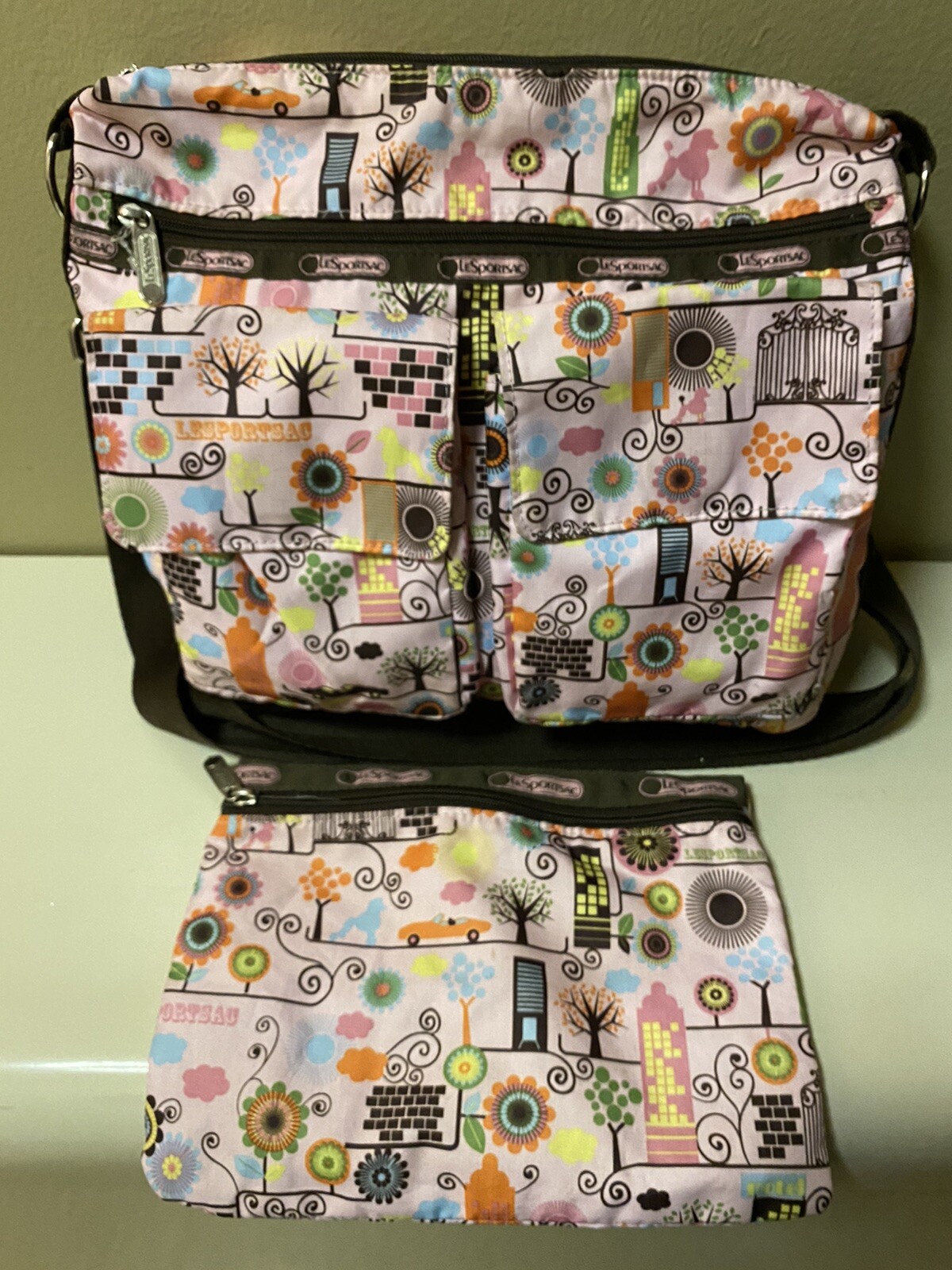 LeSPORTSAC POODLE DOG CITY PINK NYLON CROSSBODY BAG Gem lesportsac-poodle-dog-city-pink-nylon-crossbody-bag-gem