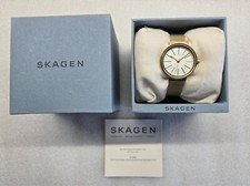 SKAGEN ANCHER WHITE DIAL GOLD-TONE CASE MESH BRACELET WOMEN'S WATCH SKW2477 NEW