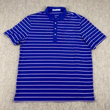 Criquet Polo Shirt Mens Size 2XL Blue White Stripe Stretch Pima Cotton Casual