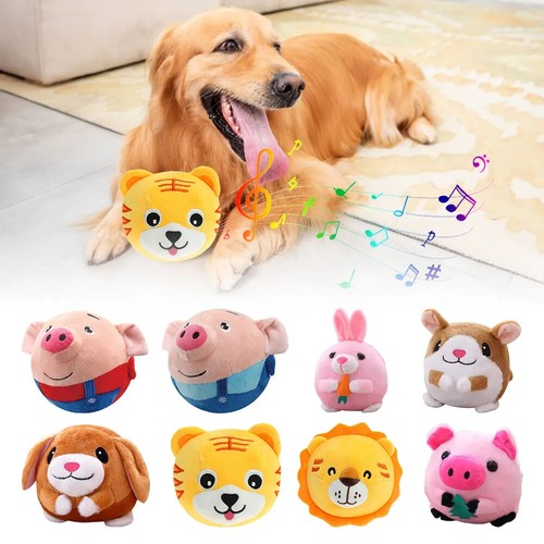 Puppy Ball Active Moving Pet Plush Toy Singing Dog Chewing Squeaker Fluffy Toy - Picture 2 of 21
