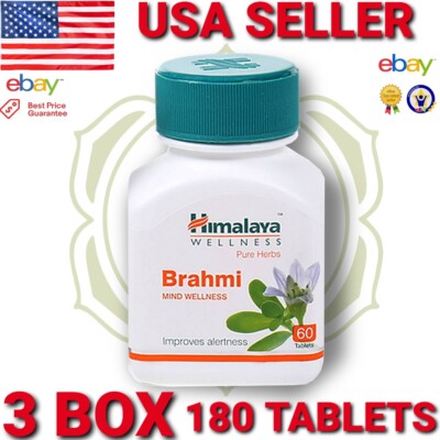 BRAHMI HIMALAYA 3 BOX 180 TABLETS Official USA Vegetarian Botanical 100% Herbs