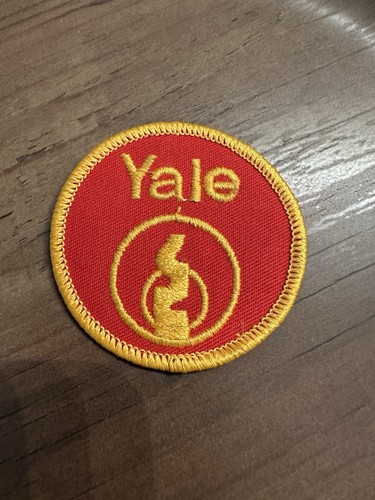 Vintage 1990's Red Gold Round Yale Locks Embroidered 2.5" Patch