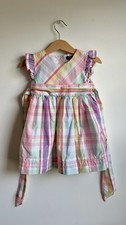 Chaps Baby Girl Pastel Pink Yellow Blue Plaid Dress, 18m, EUC