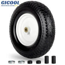 16" Flat Free Tire & Wheel, 4.80/4.00-8" Wheelbarrow Tire, 3-6" Centered Hub