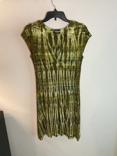 Culture Shop Tie Dye Green Dress One Size V Neck Small Mini Boho EUC