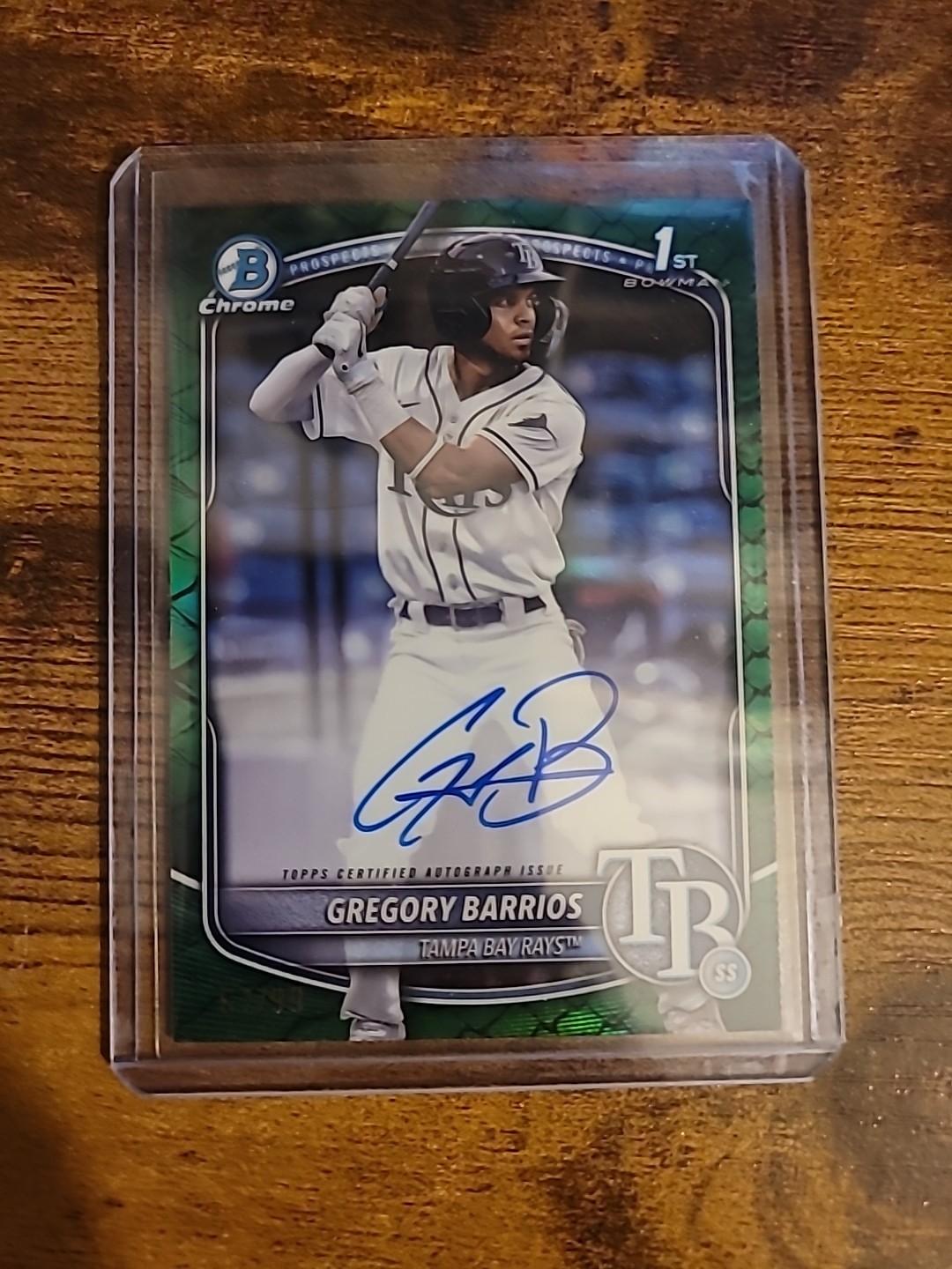 Gregory Barrios 2025 Bowman Chrome Green Refractor Autograph /99 Bowman 1st Rays