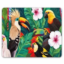 Gaming Mouse Pad Custom,Tropical bird toucan leaves and hibiscus flowers Pers...