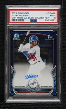 2023 Bowman Blue Lunar Crater Refractor 49/150 Juan Alonso PSA 9 MINT Auto ez6