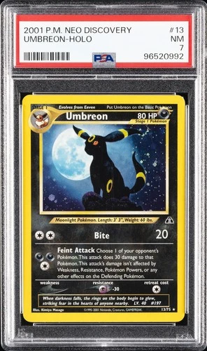 2001 POKEMON NEO DISCOVERY #13 UMBREON-HOLO PSA 7