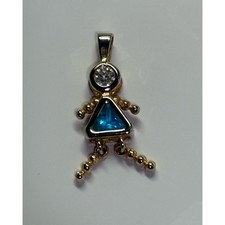 Blue Topaz December Birthstone Baby Girl Pendant Charm Y2K Style