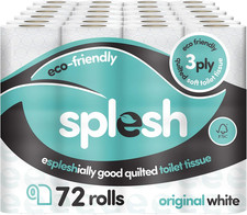Splesh by  3-Ply Toilet Roll - Unscented (72 Pack) Soft, Quilted Bulk Toilet Rol