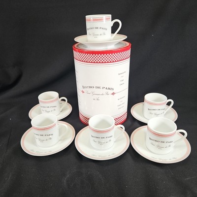 Bistro De Paris Saint Germain Pres Espresso Set 6 Cups & Saucers Demitasse