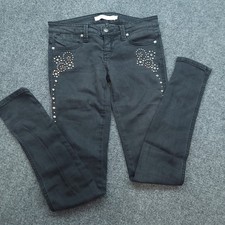 Frankie B Nevada Stud Skinnies Womens Rhinestone Jeans Black Size 24 USA Made