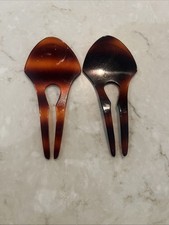 2 Vintage Faux Tortoise Shell Hair Pins Forks