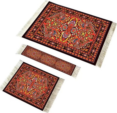 Oriental Rug Style Mouse Pad, W/ Free Matching Mini Carpet Coaster And Bookmark