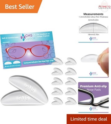 Extra-Thin Silicone Eyeglass Nose Pads 18mm Large-Length Anti-Slip 10 Pairs