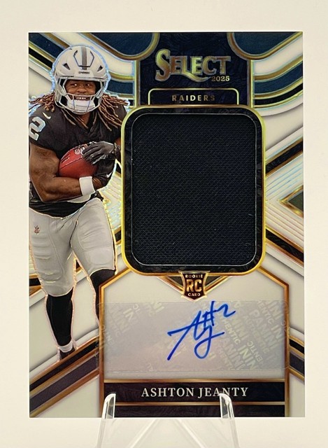 Ashton Jeanty 2025 Panini Select Rookie White Jumbo Jersey Patch Auto RPA /75 RC