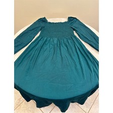 SHEIN Womens Teal Smocked Maxi Dress Size 4XL Long Sleeve Square Neck Boho 