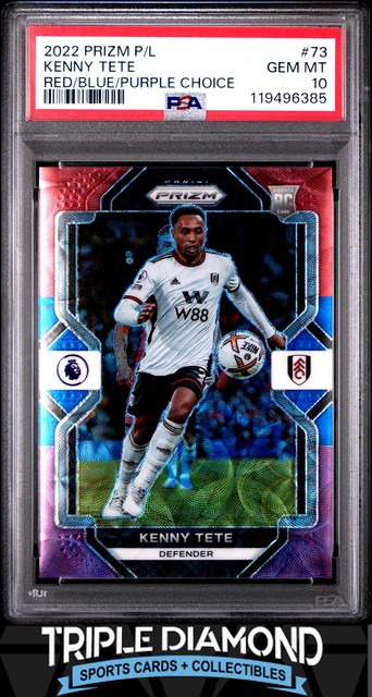 2022-23 Prizm EPL Kenny Tete Rookie Red/Blue/Purple Choice #10/15 PSA 10 J625