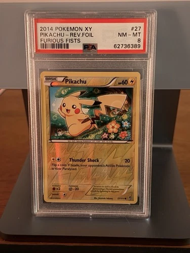 2014 Pokémon XY Pikachu Reverse Foil 27/111 Furious Fists NM-MT PSA 8