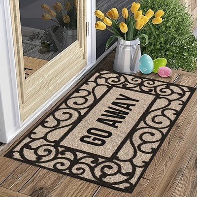 2D Go Away Welcome Mat Funny Doormat for Home Entrance Decorations Entryway Mat