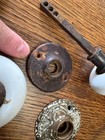 Antique Victorian White Porcelain Door Knobs Super Nice Knob Plate — photo 2