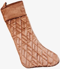 Frontgate Marquette Amber Velvet Stocking 21.5 Long 10.5 Wide Diamond Quilt NIP