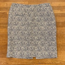 Calvin Klein white blue knee length pencil skirt size 10P b55